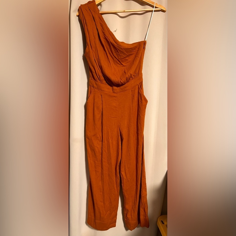 Free People Orange Wide-Leg Jumpsuit with Elasticated Neckline - Picture 2 of 7
